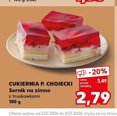 Sernik na zimno z truskawkami Cukiernia P. Chojecki promocja w Kaufland