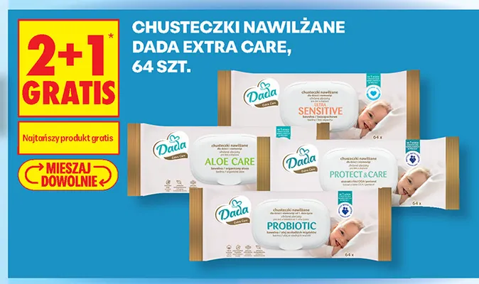 Chusteczki nawilżane Dada Extra Care Aloe promocja w Biedronka