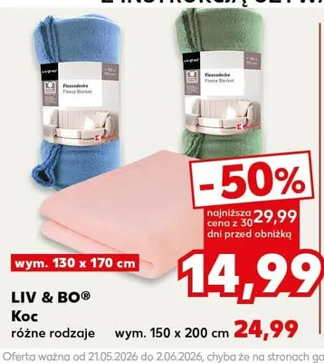 Koc LIV & BO wym. 150x200cm promocja w Kaufland