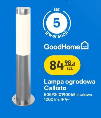 Lampa ogrodowa GoodHome Callisto stalowa promocja w Castorama