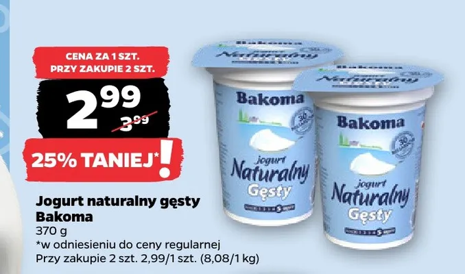 Jogurt naturalny gęsty Bakoma promocja w Netto