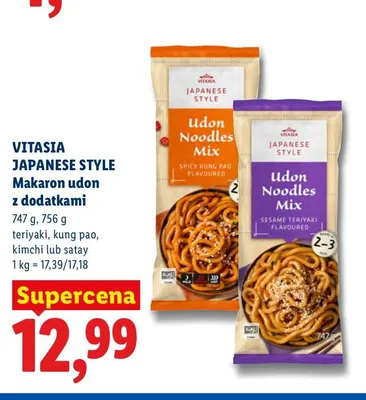 Makaron udon z dodatkami satay Vitasia Japanese Style promocja w Lidl