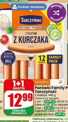 Parówki z filetem z kurczaka Family Pack Tarczyński promocja w Dino
