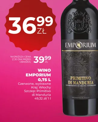 Wino Emporium Primitivo di Manduria czerwone wytrawne włoskie promocja w Duży Ben