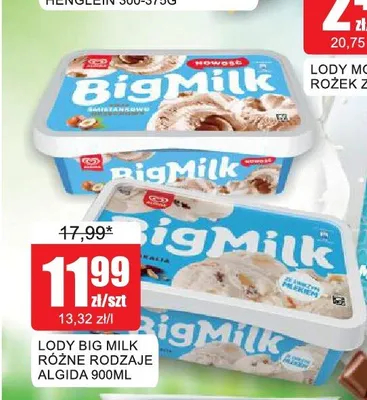 Lody Algida Big Milk — wariant nieczytelny promocja w Bingo