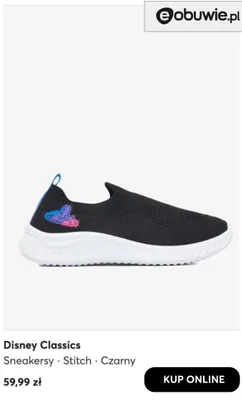Sneakersy Disney Classics Stitch czarny promocja w eobuwie.pl