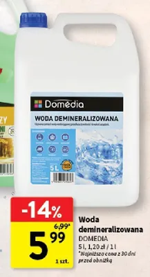 Woda demineralizowana Domédia promocja w Intermarche