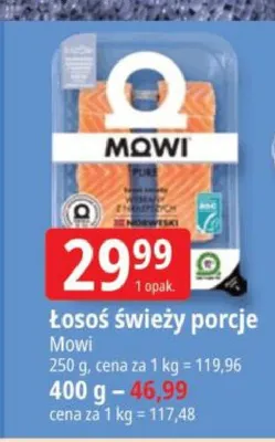 Łosoś świeży porcje Mowi promocja w Leclerc