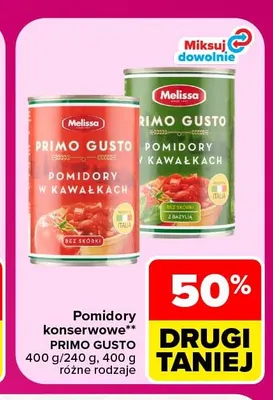 Pomidory konserwowe w kawałkach z bazylią Primo Gusto promocja w Carrefour