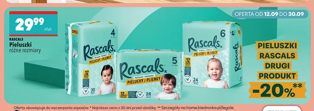 Pieluszki Rascals promocja w Biedronka