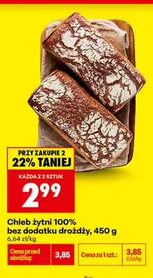 Chleb żytni 100% bez dodatku drożdży promocja w Biedronka