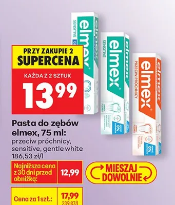 Pasta do zębów, różne rodzaje Elmex promocja w Biedronka