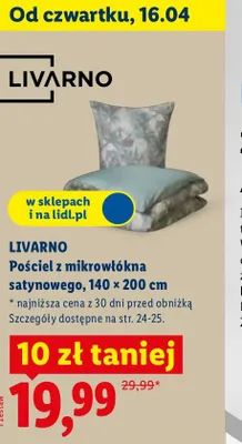 Pościel z mikrowłókna satynowego 140 x 200 cm promocja w Lidl
