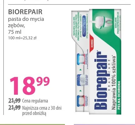 Pasta do mycia zębów Biorepair Naprawa 100% szkliwa promocja w Hebe