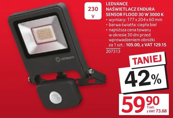 Naświetlacz endura sensor Ledvance Flood 30W 3000K promocja w Selgros