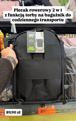 Plecak rowerowy 2 w 1 z funkcją torby na bagażnik promocja w Biedronka