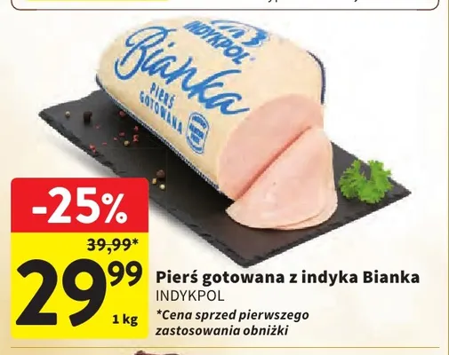 Pierś gotowana z indyka Bianka Indykpol promocja w Intermarche