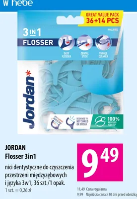Flosser 3in1 nici dentystyczne do czyszczenia przestrzeni międzyzębowych i języka 3w1 promocja w Hebe