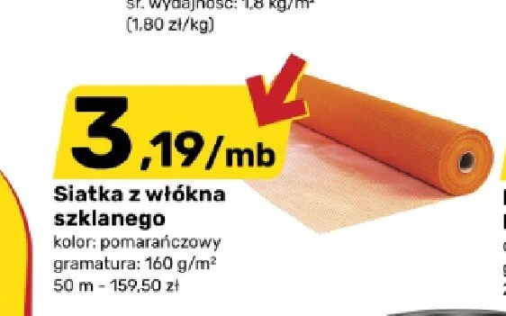 Siatka z włókna szklanego pomarańczowa 160 g/m² promocja w Bricomarche