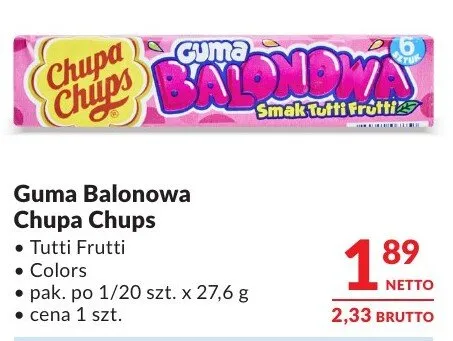 Guma Balonowa Chupa Chups Tutti Frutti Colors promocja w Makro