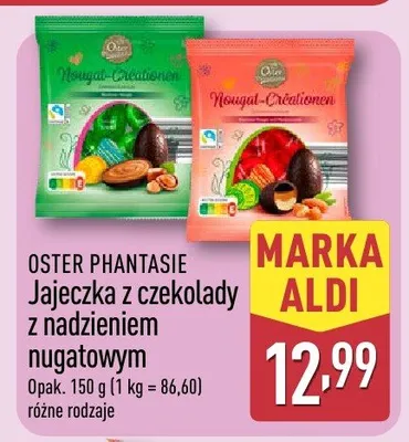 Jajeczka z czekolady z nadzieniem nugatowym promocja w Aldi