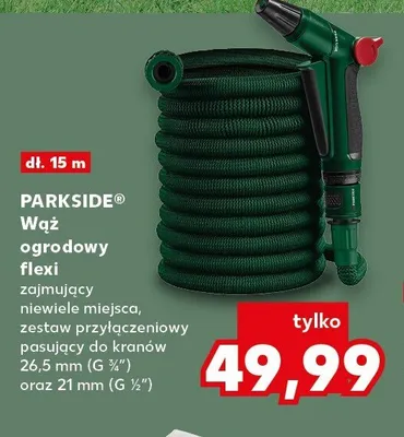 Wąż ogrodowy flexi PARKSIDE dł. 15m promocja w Kaufland