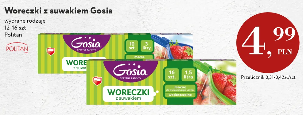 Woreczki z suwakiem 1,5 l Gosia promocja w Market Point