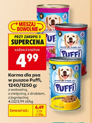 Karma dla psa w puszce Puffi z wołowiną promocja w Biedronka