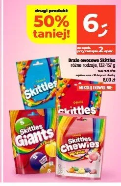 Draże owocowe Skittles Giants promocja w Dealz
