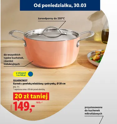 Garnek z powłoką miedzianą z pokrywką Ø 20 cm poj. 3L promocja w Lidl