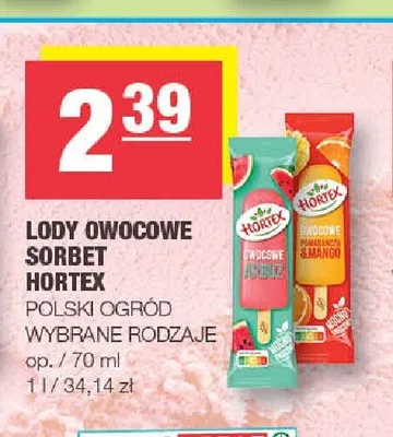 Lody owocowe sorbet truskawkowy Hortex promocja w SPAR