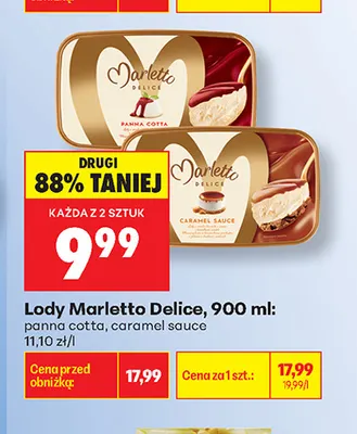 Lody Marletto Delice panna cotta promocja w Biedronka