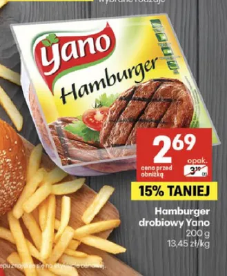 Hamburger drobiowy Yano promocja w Delikatesy Centrum