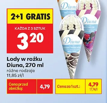 Lody w rożku Diuna promocja w Biedronka