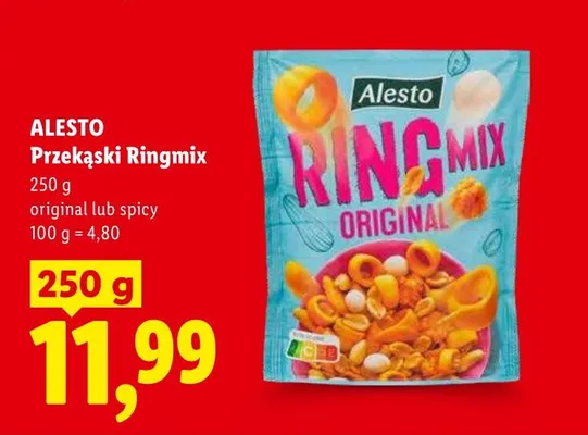 Przekąski Alesto Ringmix spicy promocja w Lidl