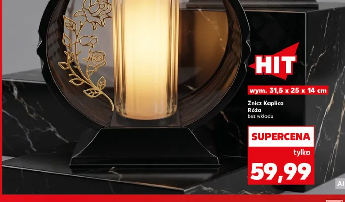 Znicz Kaplica Róża bez wkładu 31,5x25x14 cm promocja w Kaufland