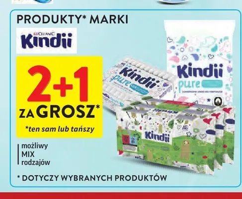 Chusteczki nawilżane dla dzieci Kindii Pure promocja w Intermarche
