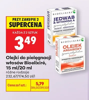 Olejek do pielęgnacji włosów Bioelixire Olejek Arganowy promocja w Biedronka