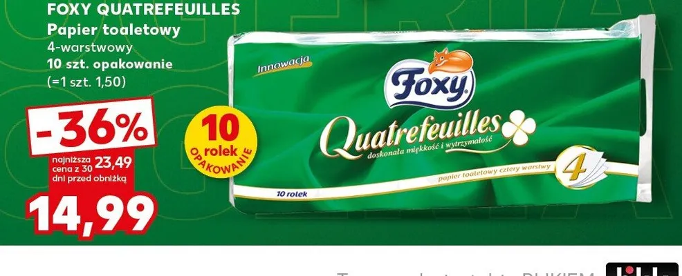 Papier toaletowy Foxy Quatrefeuilles 4-warstwowy promocja w Kaufland