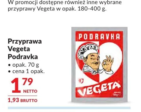 Przyprawa Vegeta Podravka promocja w Makro