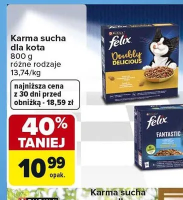 Karma sucha dla kota Doubly Delicious Felix promocja w Carrefour