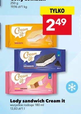 Lody sandwich Cream it promocja w LEWIATAN