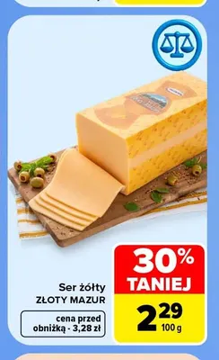 Ser żółty Złoty Mazur promocja w Carrefour