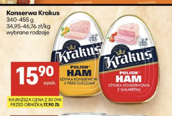 Konserwa Krakus Szynka konserwowa z galaretką promocja w Delikatesy Centrum