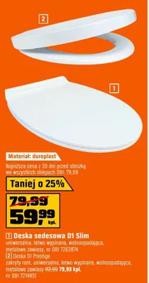 Deska D1 Prestige zakryty montaż deski, uniwersalna, łatwo wypinana, wolnoopadająca, metalowe zawiasy promocja w OBI