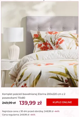Komplet pościeli bawełnianej Elorina 200x220 cm z 2 poszewkami 70x80 promocja w home&you