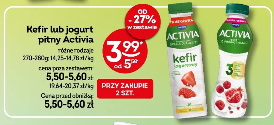 Jogurt pitny Activia malina-granat promocja w Żabka