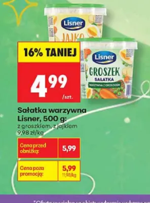 Sałatka warzywna z groszkiem Lisner promocja w Biedronka