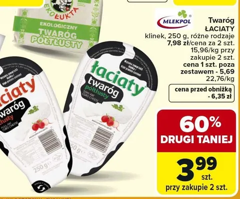 Twaróg łaciaty klinek różne rodzaje promocja w Carrefour
