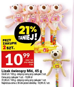Lizak świecący Miś, 45 g promocja w Twój Market